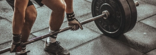 Barbell with weights on the floor